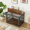 Furniture style dog crate wrought iron frame door with side openings, Rustic Brown, 38.4''W x 27.7''D x 30.2''H.