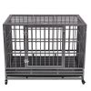 Heavy-Duty Metal Dog Kennel, Pet Cage Crate with Openable Flat Top and Front Door, 4 Wheels