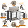 Furniture Dog Cage Crate with Double Doors on Casters. Grey, 31.50'' W x 22.05'' D x 24.8'' H.