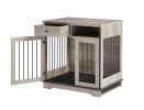 Furniture Dog crate, indoor pet crate end tables, decorative wooden kennels with removable trays. Grey, 32.3'' W x 22.8'' D x 33.5'' H.