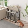 Furniture Dog Cage Crate with Double Doors on Casters. Grey, 31.50'' W x 22.05'' D x 24.8'' H.