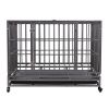 Heavy-Duty Metal Dog Kennel, Pet Cage Crate with Openable Flat Top and Front Door, 4 Wheels