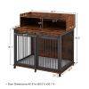 Furniture type dog cage iron frame door with cabinet, top can be opened and closed. Rustic Brown, 43.7'' W x 29.9'' D x 42.2'' H