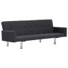 Sofa Bed with Armrest Dark Gray Fabric