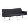 Sofa Bed with Armrest Dark Gray Fabric