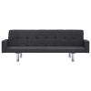 Sofa Bed with Armrest Dark Gray Fabric