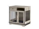 Furniture Dog crate, indoor pet crate end tables, decorative wooden kennels with removable trays. Grey, 32.3'' W x 22.8'' D x 33.5'' H.