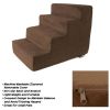 Pet Stairs – Foam Pet Steps for Small Dogs or Cats with 4 Step Design and Removable Cover – Non-Slip Dog Stairs for Home by Petmaker (Brown)