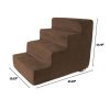 Pet Stairs – Foam Pet Steps for Small Dogs or Cats with 4 Step Design and Removable Cover – Non-Slip Dog Stairs for Home by Petmaker (Brown)