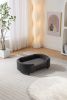 Scandinavian style Elevated Dog Bed Pet Sofa With Solid Wood legs and Black Bent Wood Back, Cashmere Cushion,Mid Size