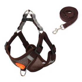 Small Dog Harness Puppy Harness and Leash Set with Reflective Strip for Small Dog Breeds (Color: brown)