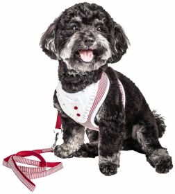 Pet Life Luxe 'Spawling' 2-In-1 Mesh Reversed Adjustable Dog Harness-Leash W/ Fashion Bowtie (Color: Red)