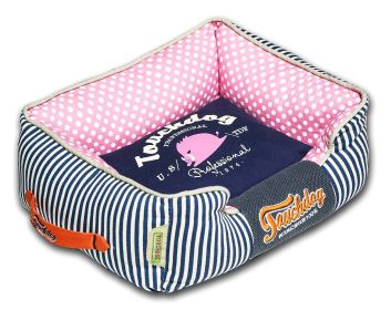 Touchdog Polka-Striped Polo Easy Wash Rectangular Fashion Dog Bed (size: large)