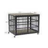 Furniture style dog crate wrought iron frame door with side openings, Grey, 43.3''W x 29.9''D x 33.5''H.