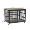 Furniture style dog crate wrought iron frame door with side openings, Grey, 38.4''W x 27.7''D x 30.2''H.