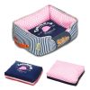 Touchdog Polka-Striped Polo Easy Wash Rectangular Fashion Dog Bed