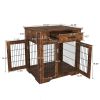 Furniture Style Dog Crate End Table with Drawer, Pet Kennels with Double Doors, Dog House Indoor Use. Rustic Brown, 29.92'' W x 24.8'' D x 30.71'' H.